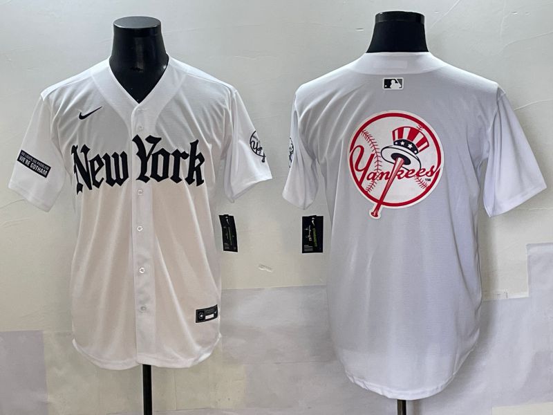 Men 2025 New York Yankees Blank White Five generations Joint Name Nike MLB Jersey style 95